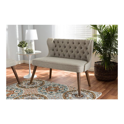 Fabric Upholstered Button-Tufting with Nail Heads Trim 2-Seater Loveseat Settee