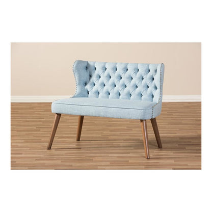 Fabric Upholstered Button-Tufting with Nail Heads Trim 2-Seater Loveseat Settee