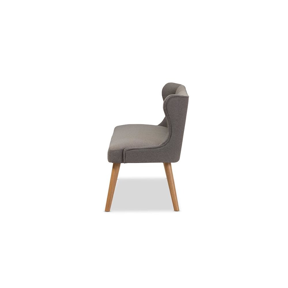 Grey Fabric and Natural Wood Finishing 3-Seater Settee Bench