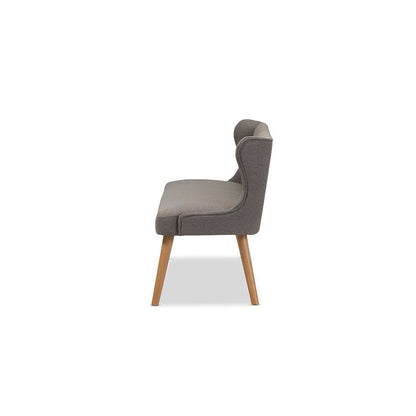 Grey Fabric and Natural Wood Finishing 3-Seater Settee Bench