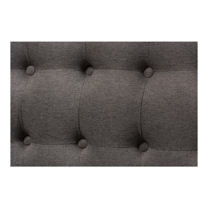 Grey Fabric and Natural Wood Finishing 3-Seater Settee Bench