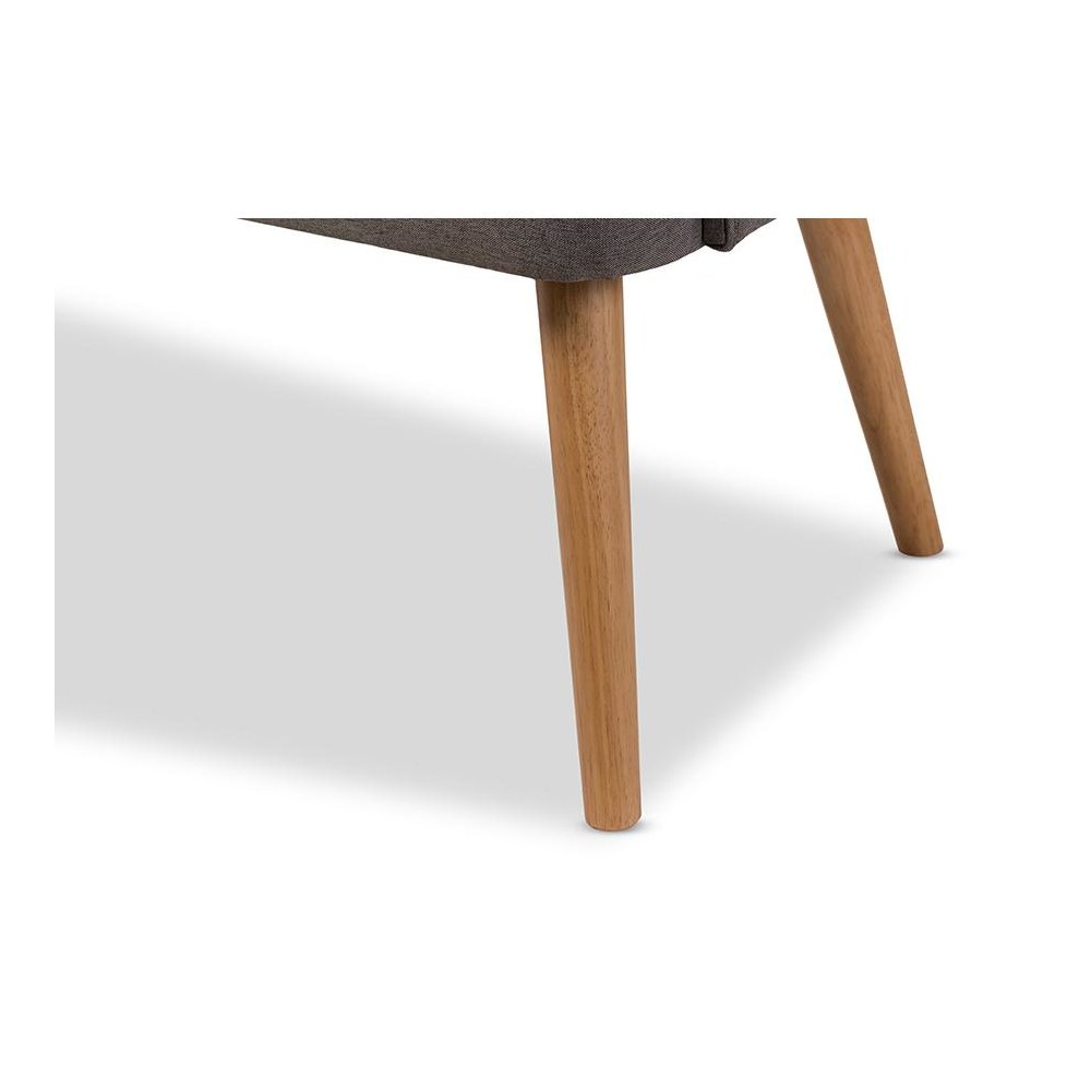 Grey Fabric and Natural Wood Finishing 3-Seater Settee Bench
