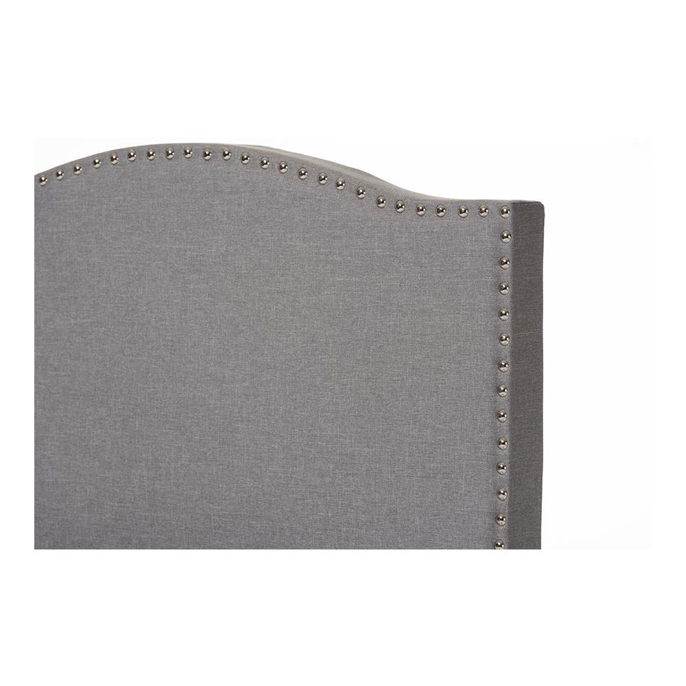 Grey Fabric Upholstered Twin Size Arched Bed with Nail Heads