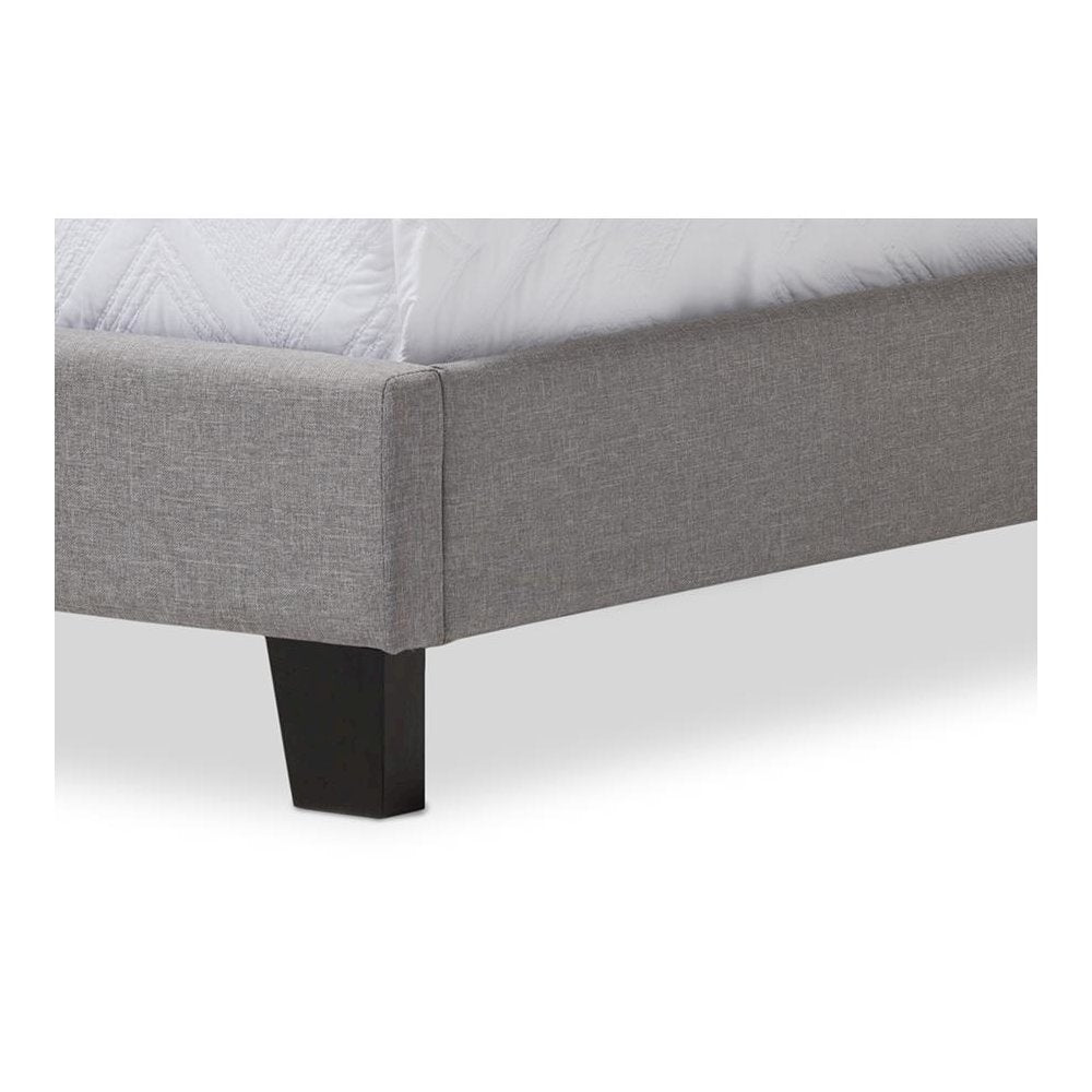 Grey Fabric Upholstered Twin Size Arched Bed with Nail Heads