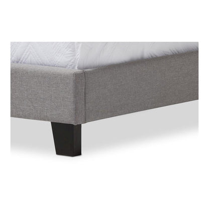 Grey Fabric Upholstered Twin Size Arched Bed with Nail Heads