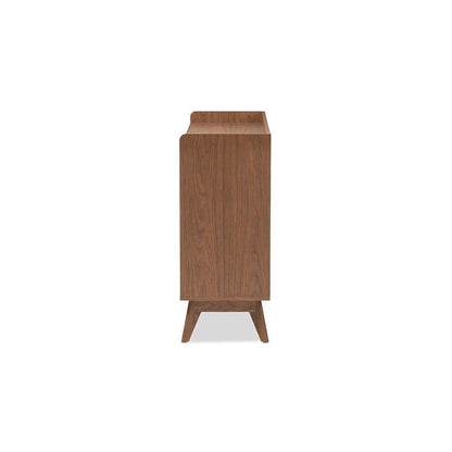Brighton Mid-Century Modern White and Walnut Wood 6-Drawer Storage Dresser