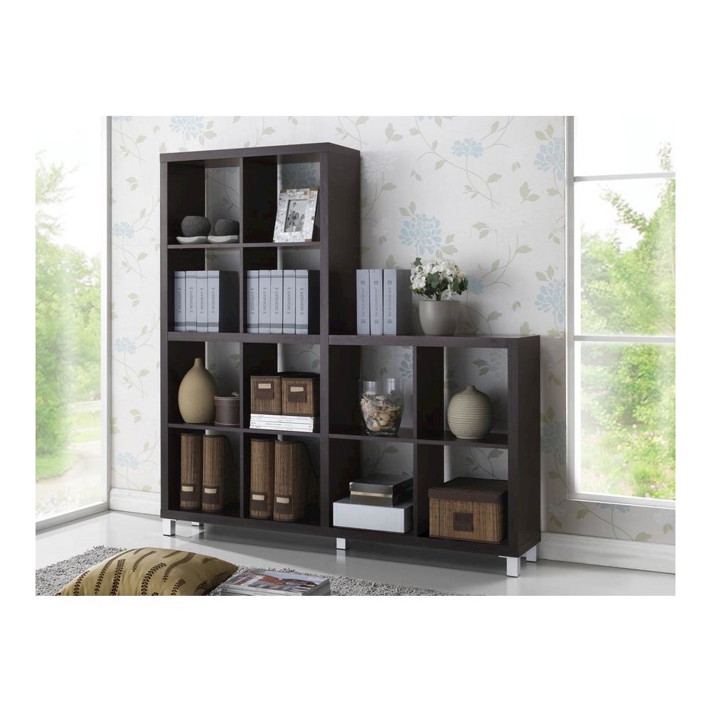 Baxton Studio Sunna Dark Brown Modern Cube Shelving Unit