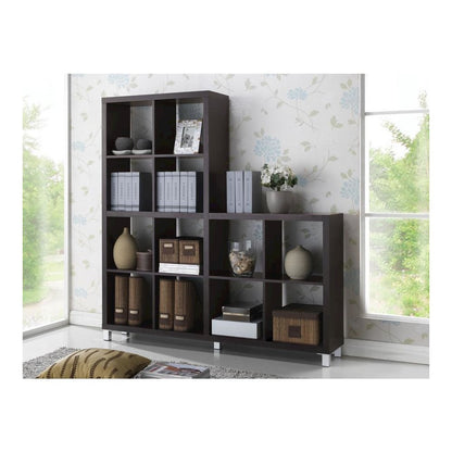 Baxton Studio Sunna Dark Brown Modern Cube Shelving Unit
