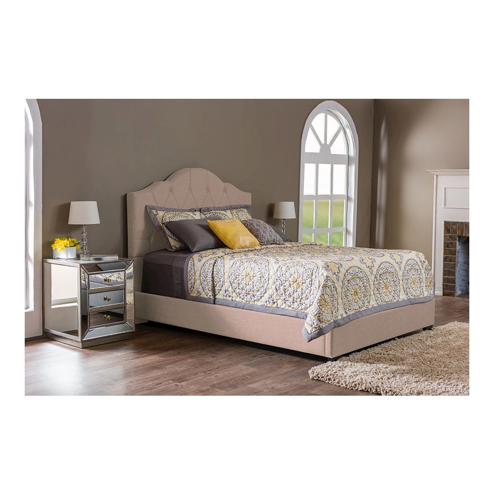 Juliet Light Brown Tufted King Size Bed