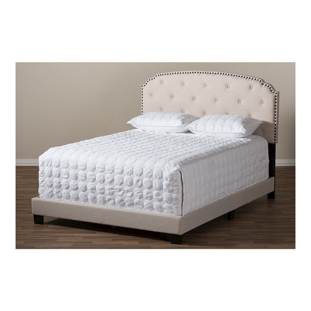 Lexi Modern and Contemporary Light Beige Fabric Upholstered Full Size Bed