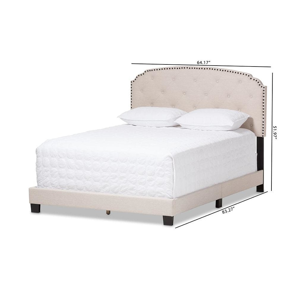 Lexi Modern and Contemporary Light Beige Fabric Upholstered Full Size Bed