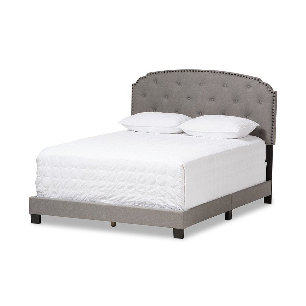 Lexi Modern and Contemporary Light Grey Fabric Upholstered Queen Size Bed