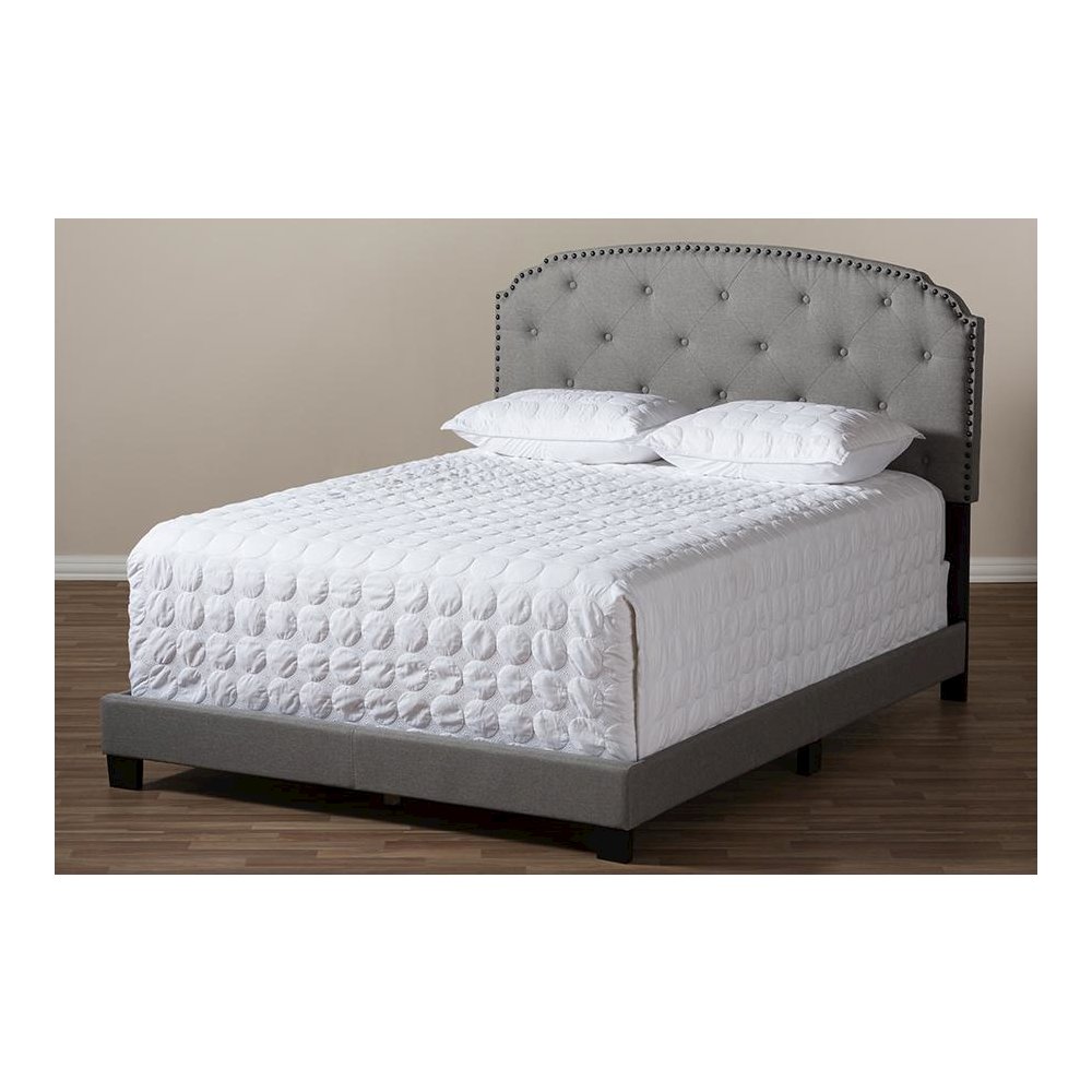 Lexi Modern and Contemporary Light Grey Fabric Upholstered Queen Size Bed