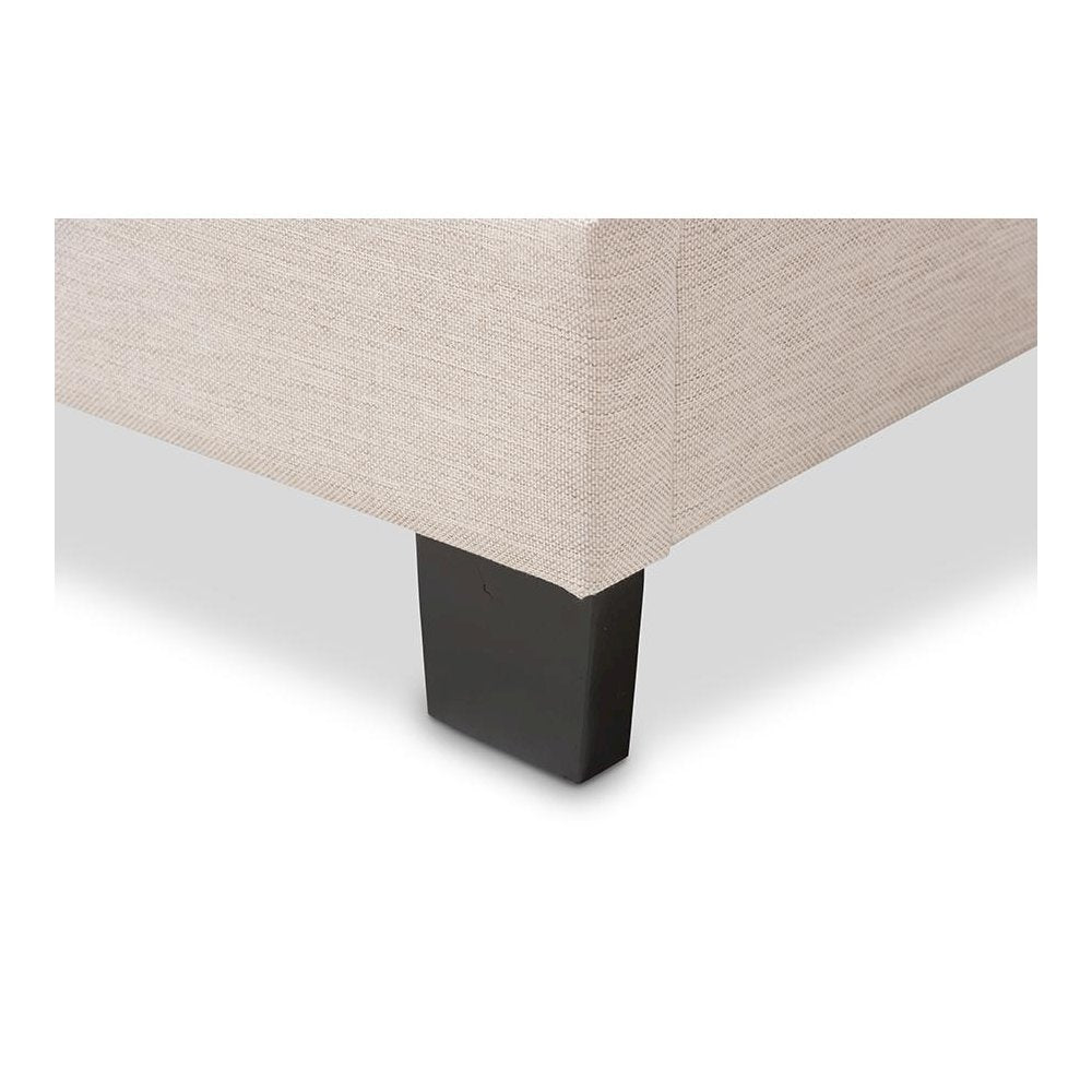 Emerson Modern and Contemporary Light Beige Fabric Upholstered Full Size Bed