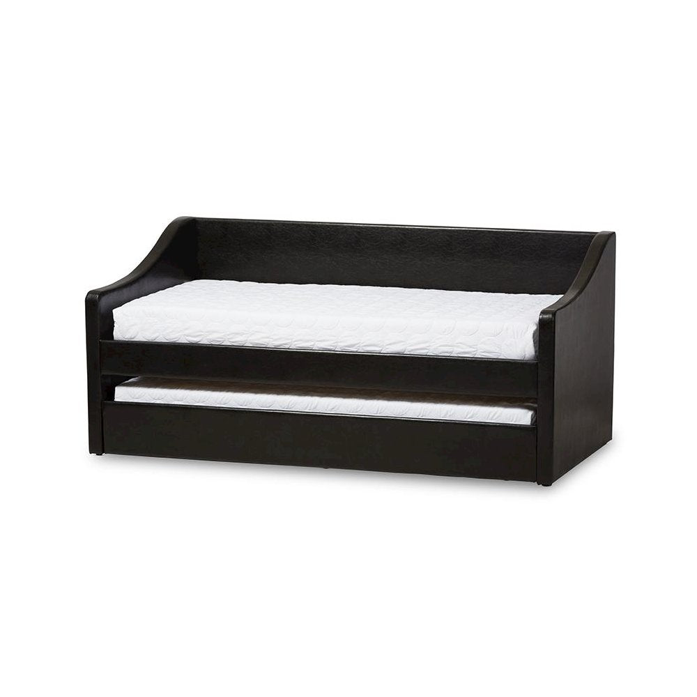 Barnstorm Modern and Contemporary Black Faux Leather Upholstered Daybed