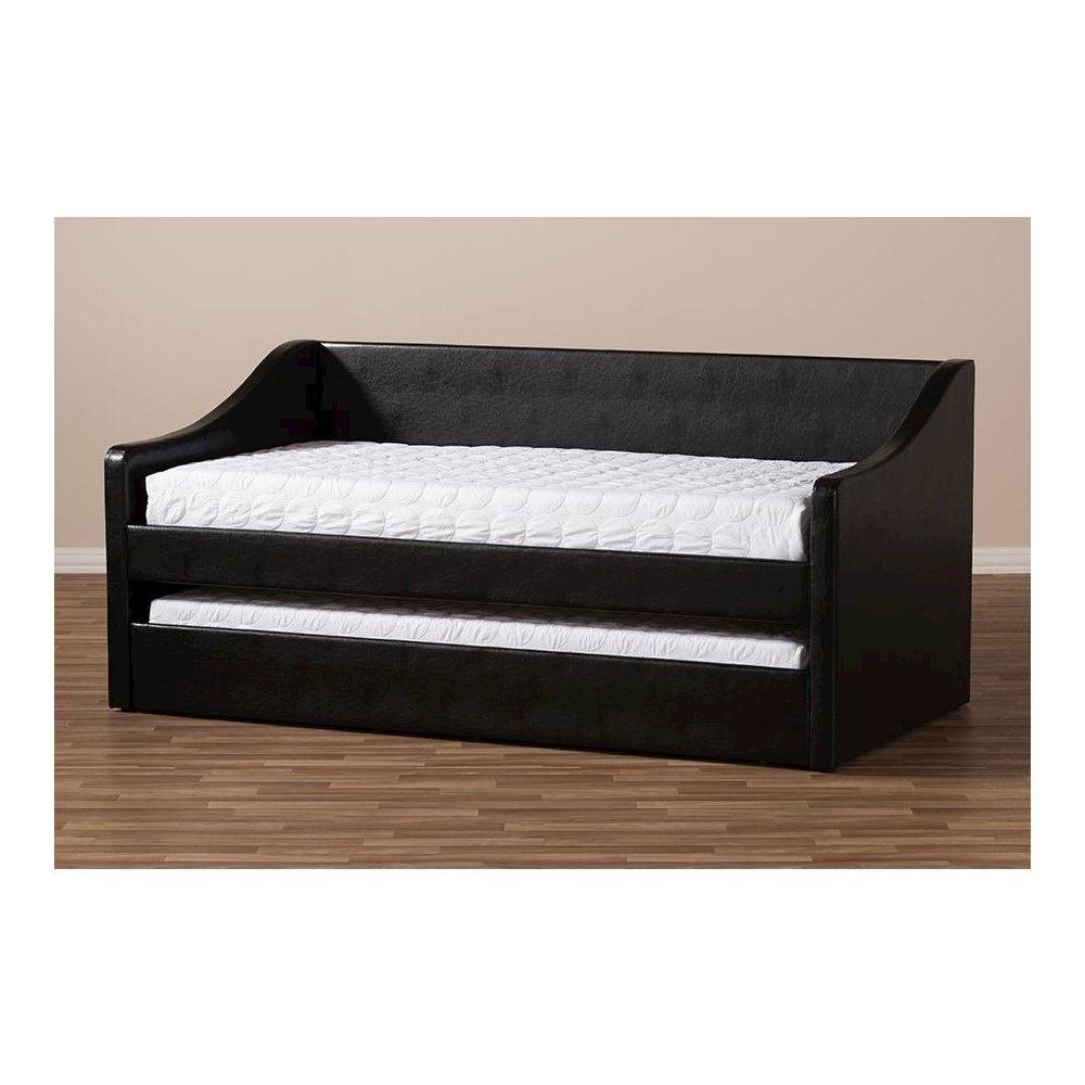 Barnstorm Modern and Contemporary Black Faux Leather Upholstered Daybed