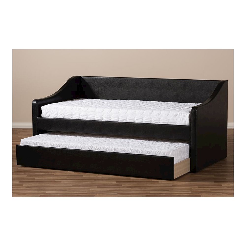 Barnstorm Modern and Contemporary Black Faux Leather Upholstered Daybed
