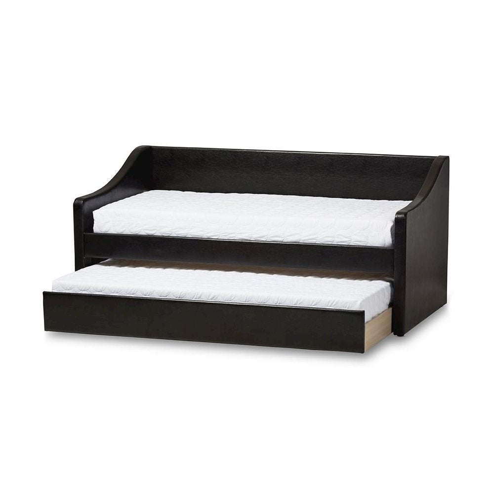 Barnstorm Modern and Contemporary Black Faux Leather Upholstered Daybed
