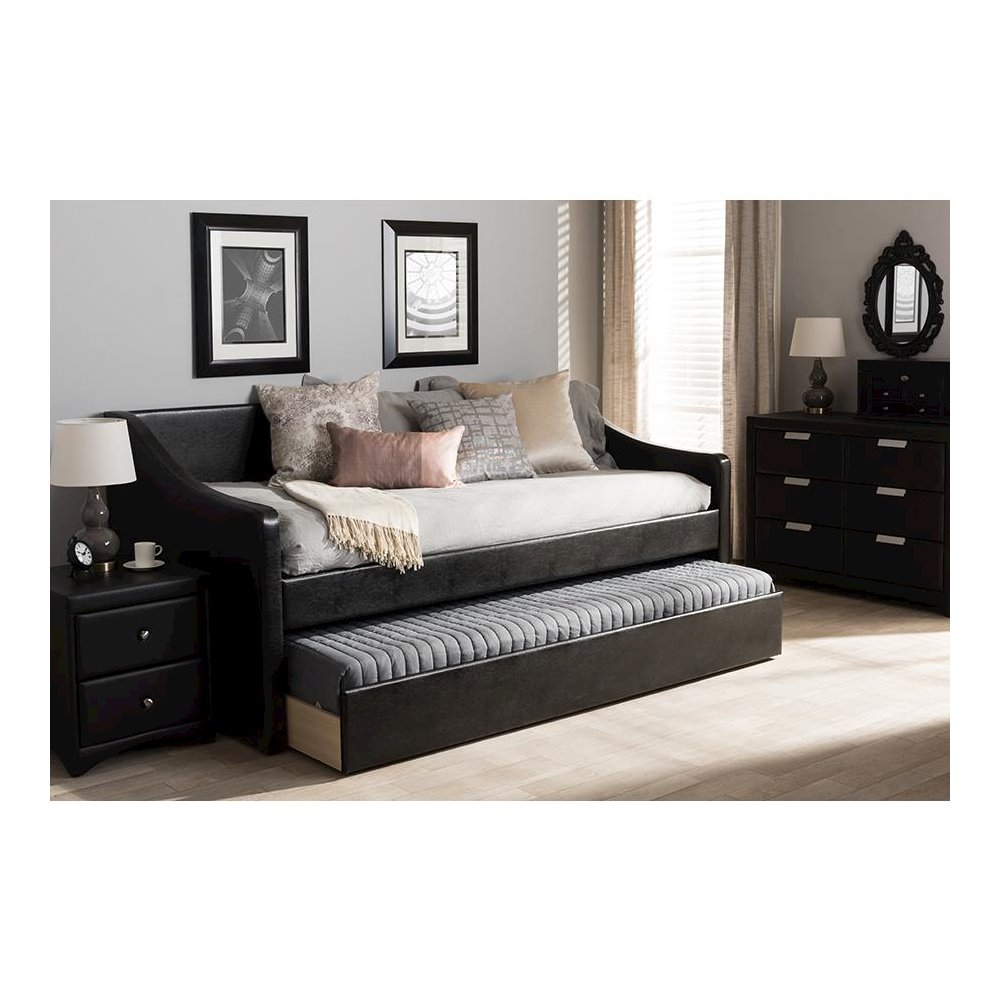 Barnstorm Modern and Contemporary Black Faux Leather Upholstered Daybed