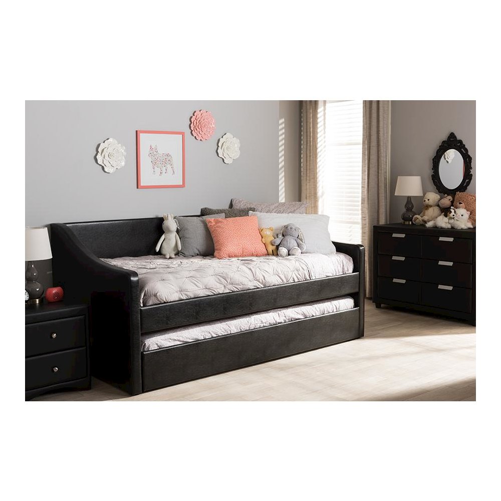 Barnstorm Modern and Contemporary Black Faux Leather Upholstered Daybed