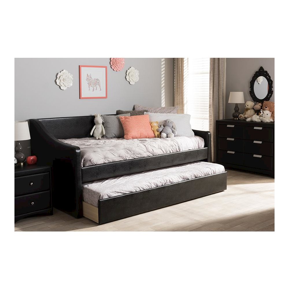 Barnstorm Modern and Contemporary Black Faux Leather Upholstered Daybed