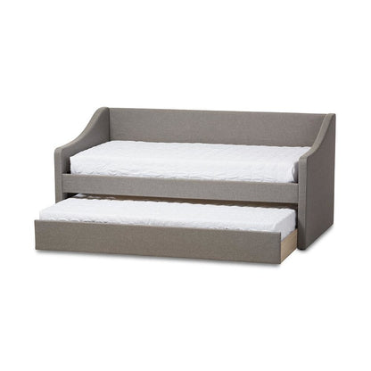 Grey Fabric Upholstered Daybed with Guest Trundle Bed