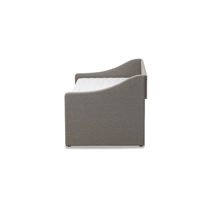 Grey Fabric Upholstered Daybed with Guest Trundle Bed