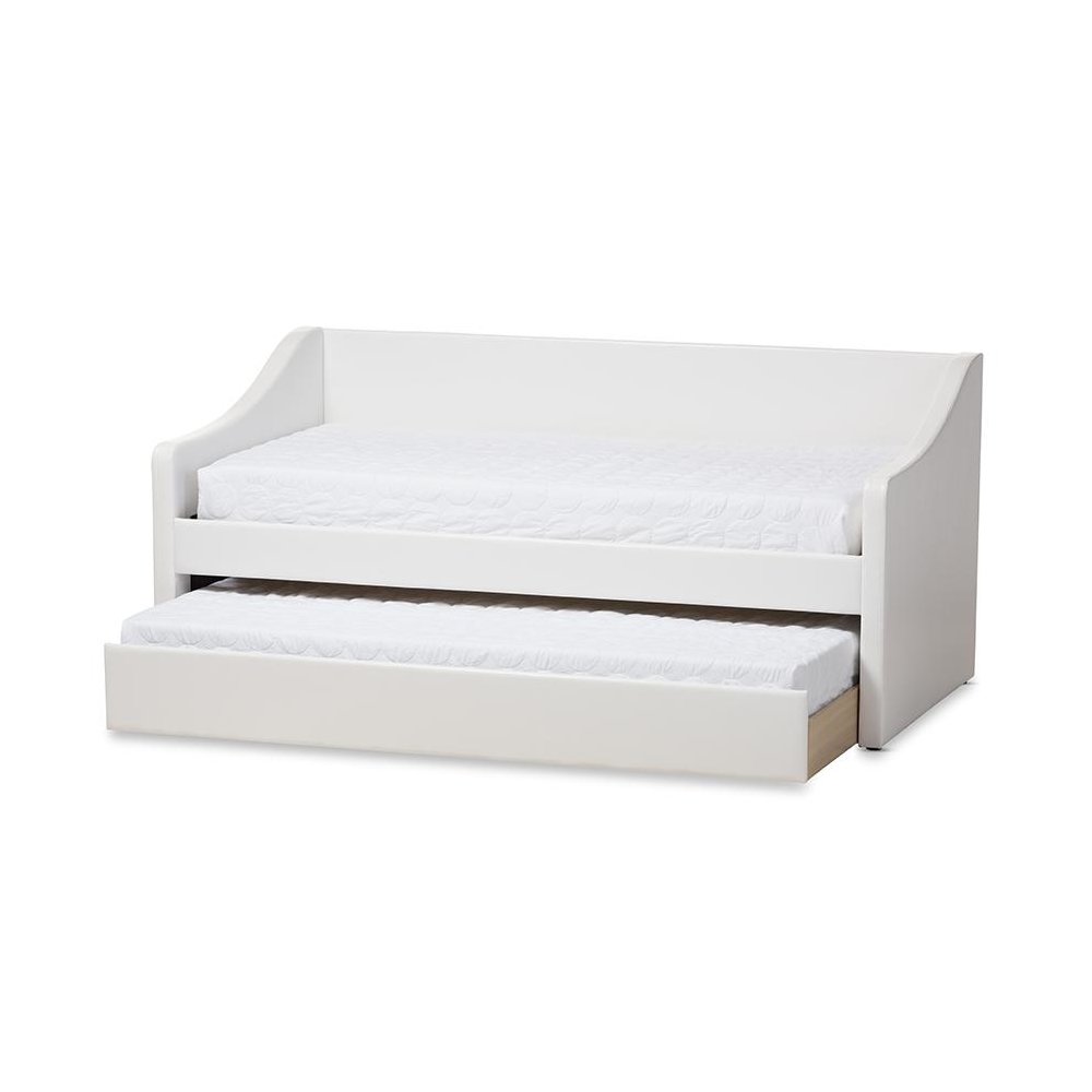 Barnstorm Modern and Contemporary White Faux Leather Upholstered Daybed