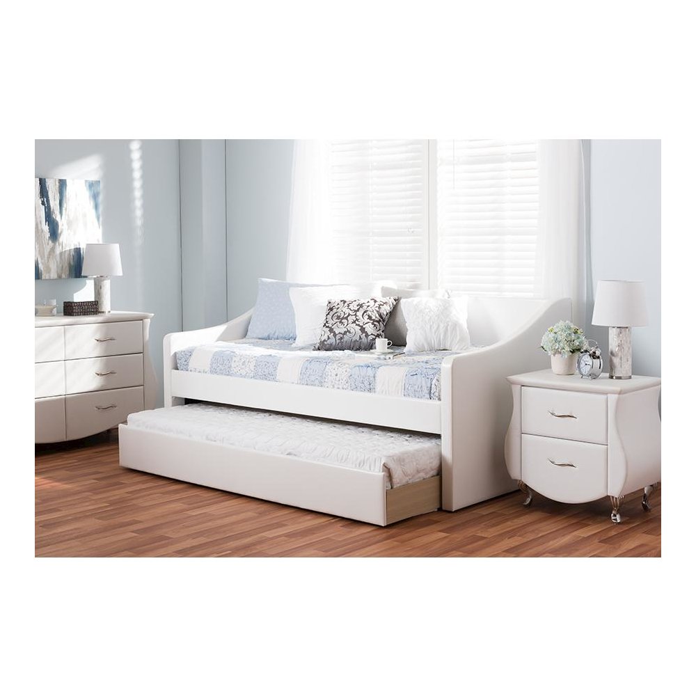 Barnstorm Modern and Contemporary White Faux Leather Upholstered Daybed