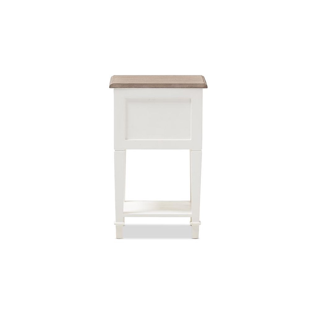 Weathered Oak and White Wash Distressed Finish Wood Nightstand