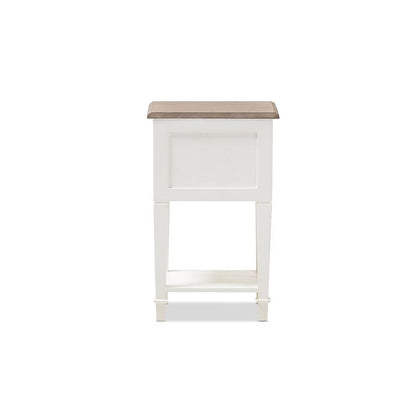 Weathered Oak and White Wash Distressed Finish Wood Nightstand