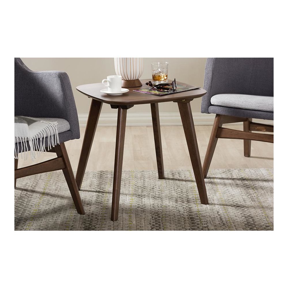 Baxton Studio Dahlia Mid-Century Modern Walnut Wood End Table
