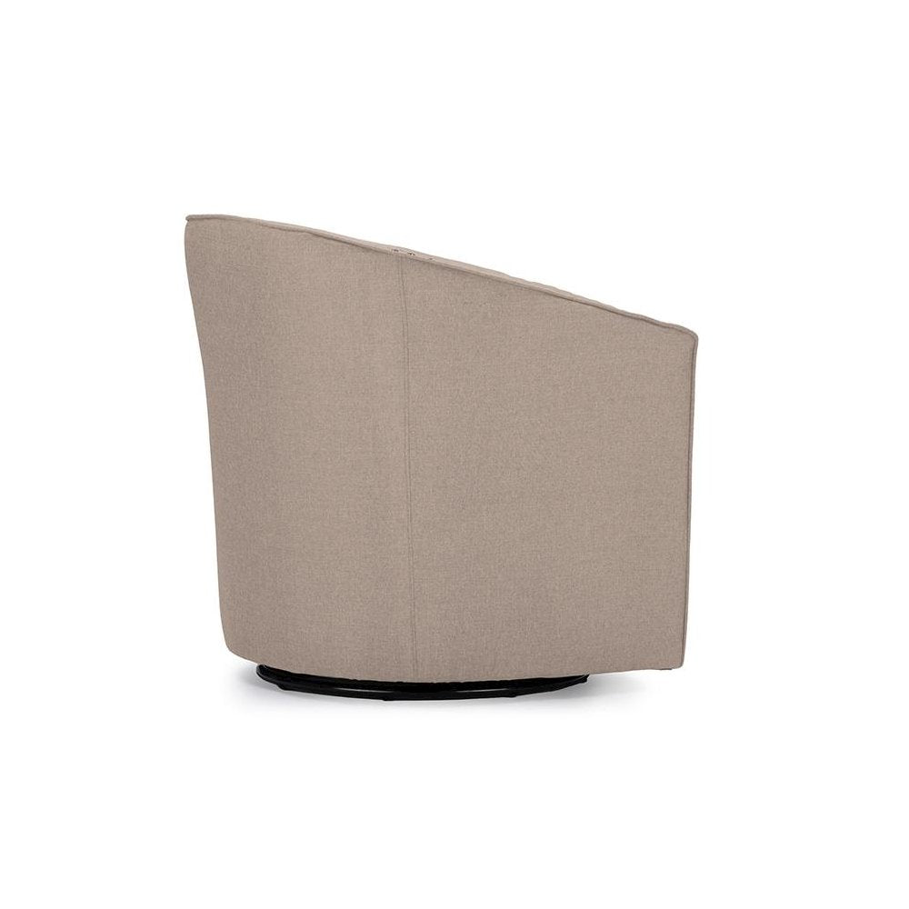 Classic Retro Beige Fabric Upholstered Swivel Tub Chair