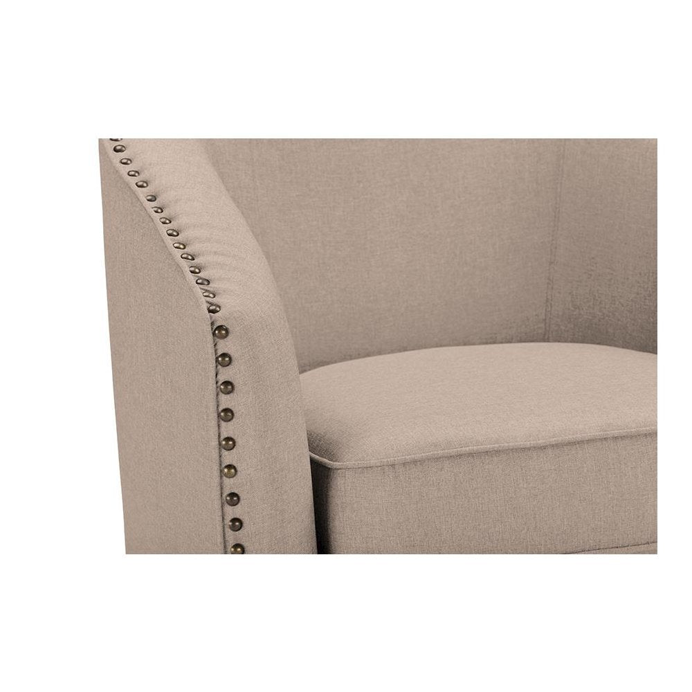Classic Retro Beige Fabric Upholstered Swivel Tub Chair