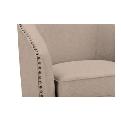 Classic Retro Beige Fabric Upholstered Swivel Tub Chair