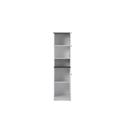 Two-tone White and Dark Brown Buffet and Hutch Kitchen Cabinet