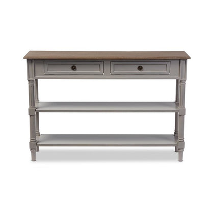 White Wash Distressed Wood and Grey Two-tone 2-drawer Console Table