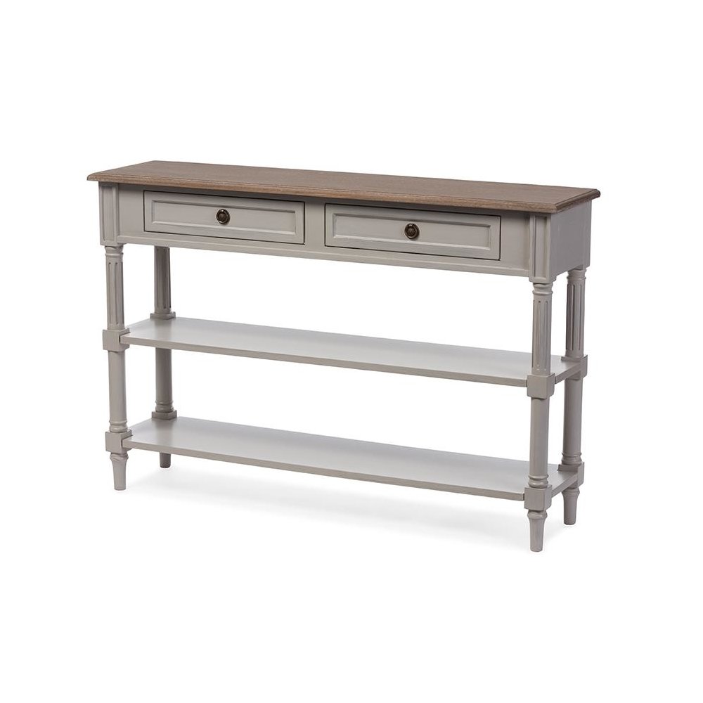 White Wash Distressed Wood and Grey Two-tone 2-drawer Console Table
