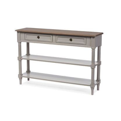 White Wash Distressed Wood and Grey Two-tone 2-drawer Console Table