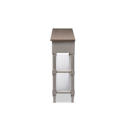 White Wash Distressed Wood and Grey Two-tone 2-drawer Console Table