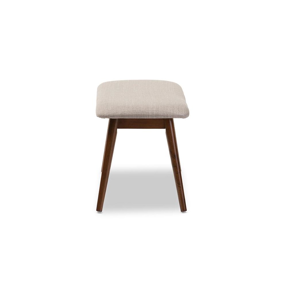 Modern Light Grey Fabric and "Oak" Medium Brown Finishing Wood Dining Bench