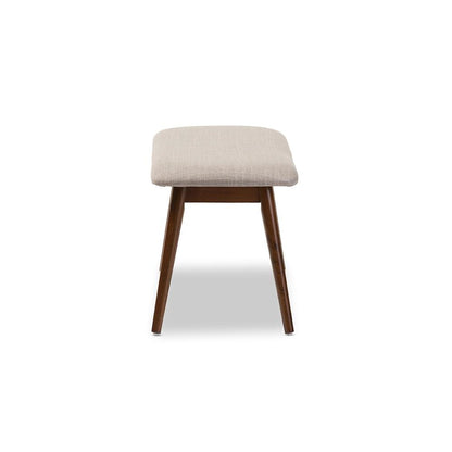 Modern Light Grey Fabric and "Oak" Medium Brown Finishing Wood Dining Bench