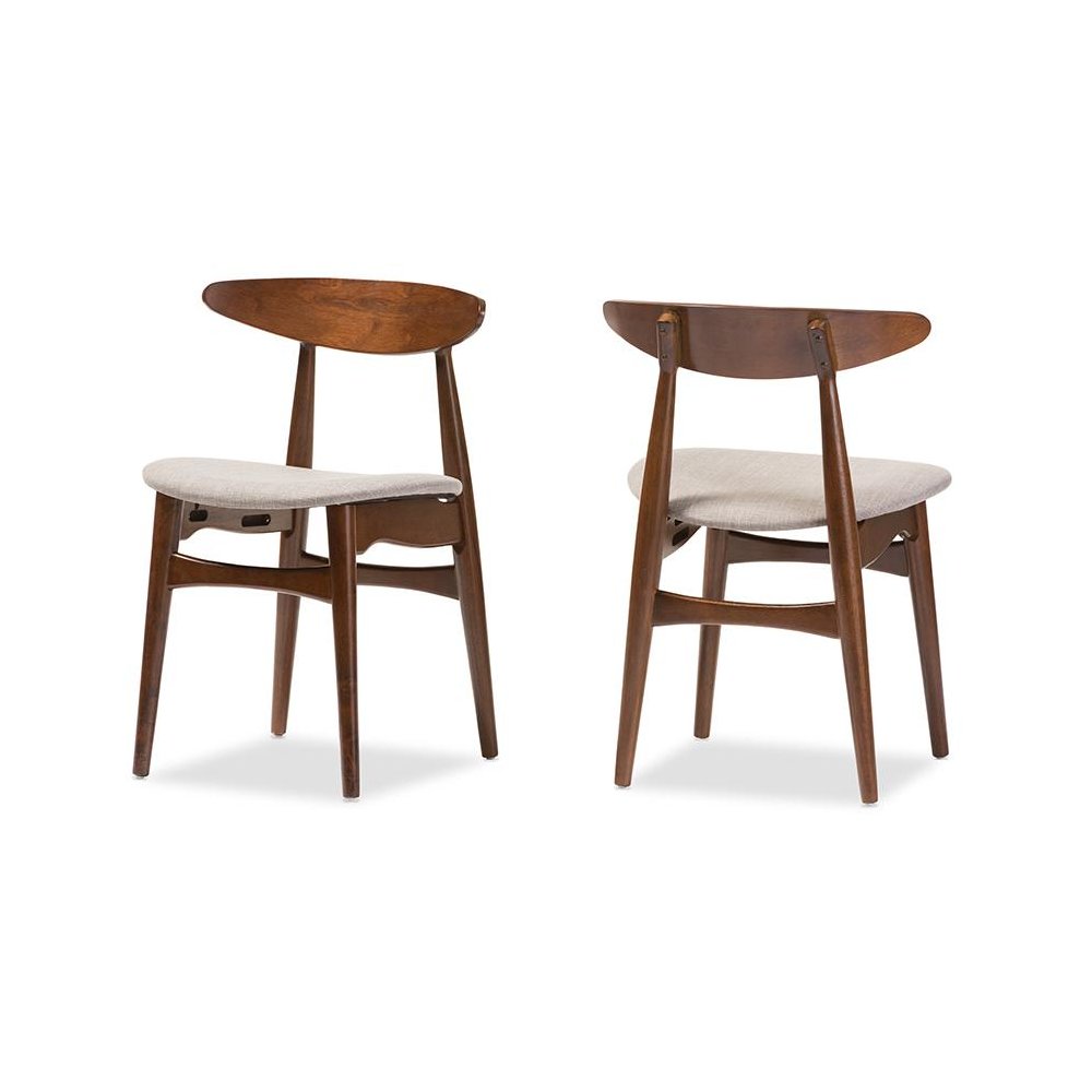 Modern Light Grey Fabric and "Oak" Medium Brown Finishing Wood Dining Chair