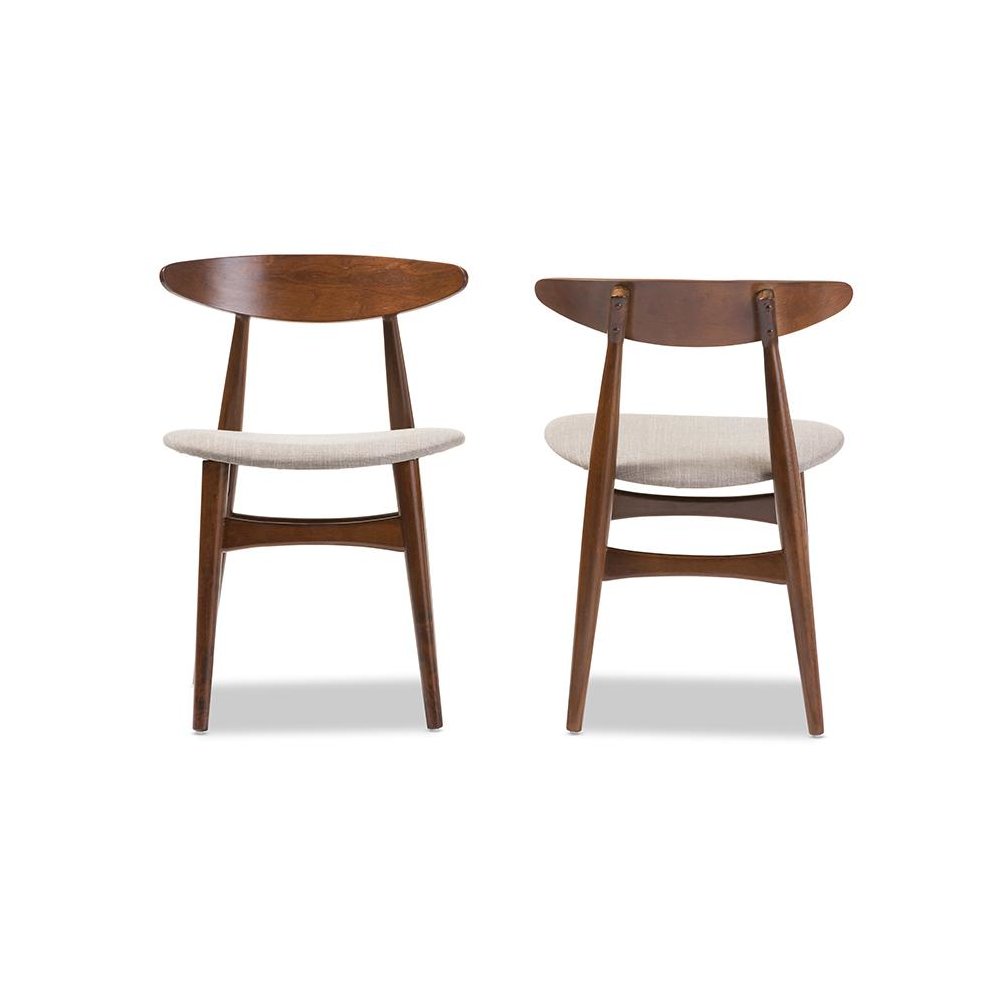 Modern Light Grey Fabric and "Oak" Medium Brown Finishing Wood Dining Chair
