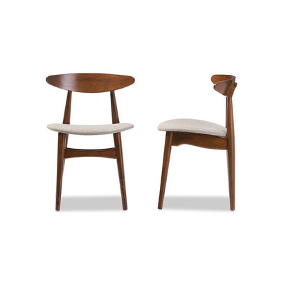 Modern Light Grey Fabric and "Oak" Medium Brown Finishing Wood Dining Chair