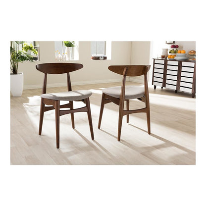 Modern Light Grey Fabric and "Oak" Medium Brown Finishing Wood Dining Chair