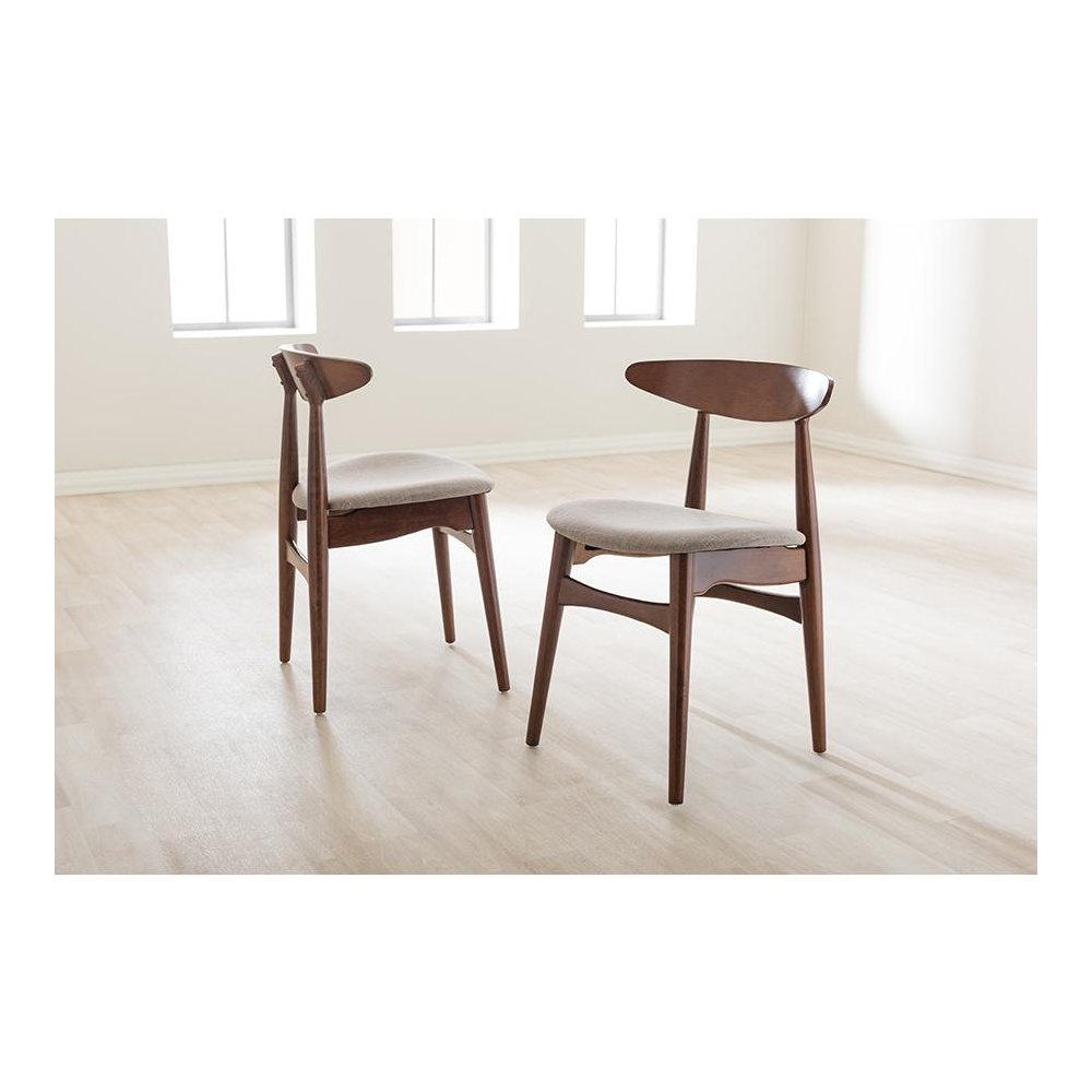 Modern Light Grey Fabric and "Oak" Medium Brown Finishing Wood Dining Chair
