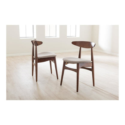 Modern Light Grey Fabric and "Oak" Medium Brown Finishing Wood Dining Chair
