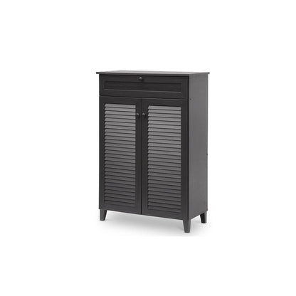 Baxton Studio Harding Espresso Shoe-Storage Cabinet