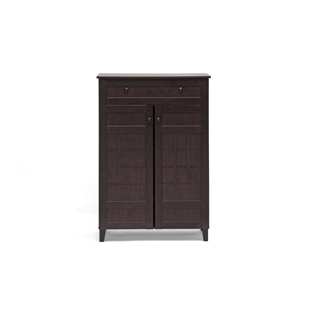 Baxton Studio Glidden Dark Brown Wood Modern Shoe Cabinet (Tall)
